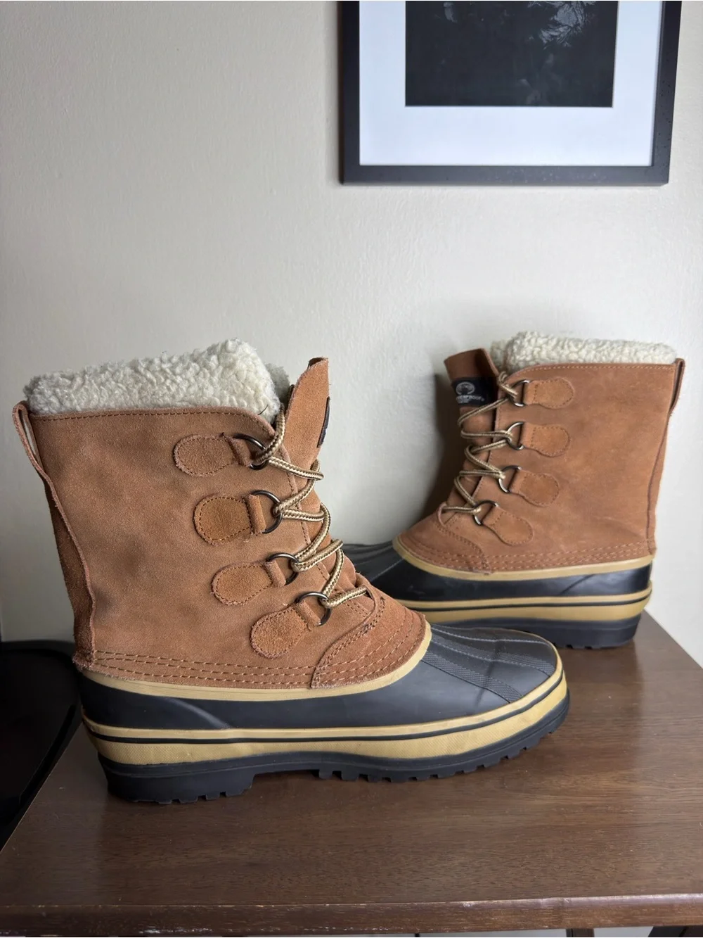 Weatherproof Brown Suede Winter Snow Boots Sz 10 Mens